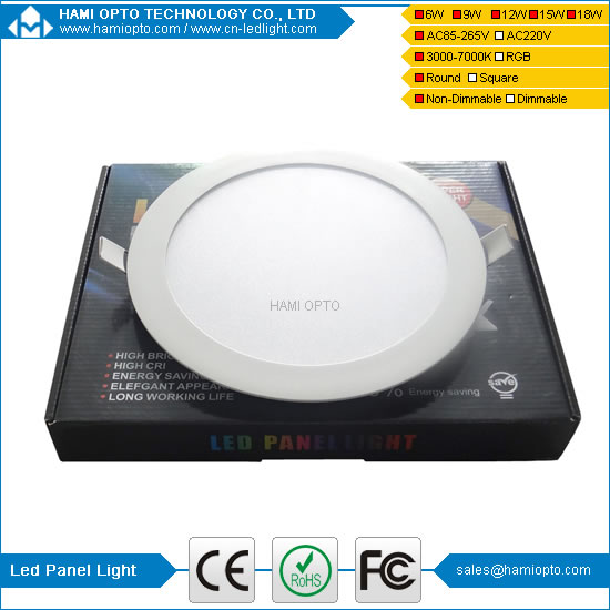 9Watt Aluminum Round Ceiling LED Flat Panel Lights For home High Brightness AC85-265V