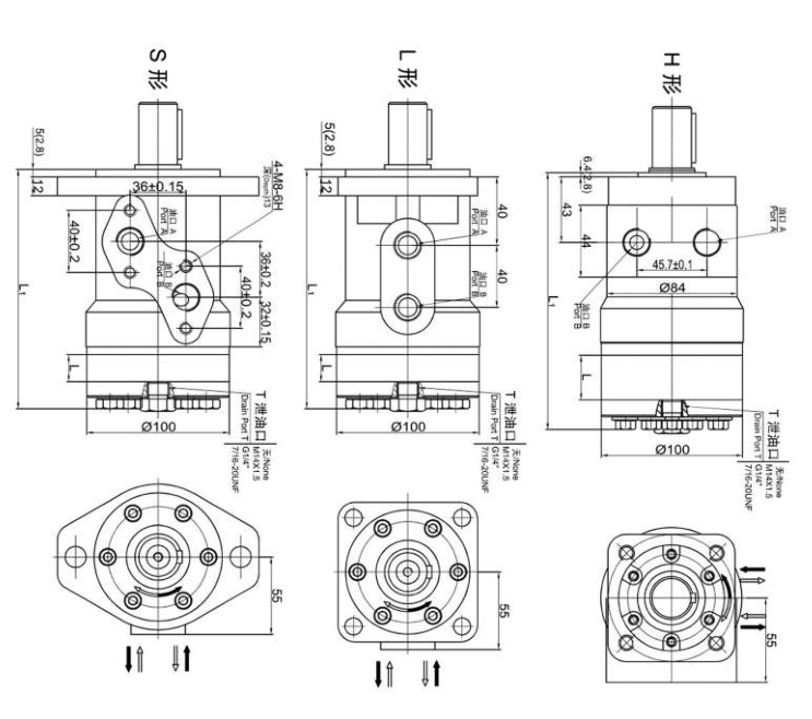 Smooth Running Hydraulic Orbital Motors , OMR Hydraulic Motor For Grass Cutter