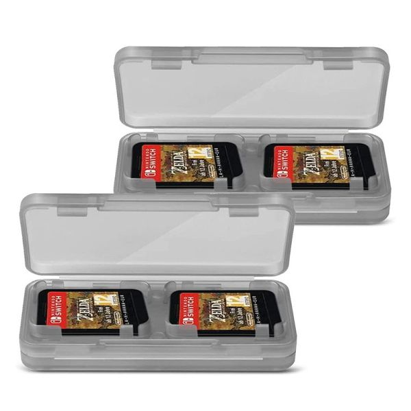 HOXC Protector 4 in 1 Game Cards Memory Cards Case Holder Box Compatible for Nintendo Switch Color Black Transparent