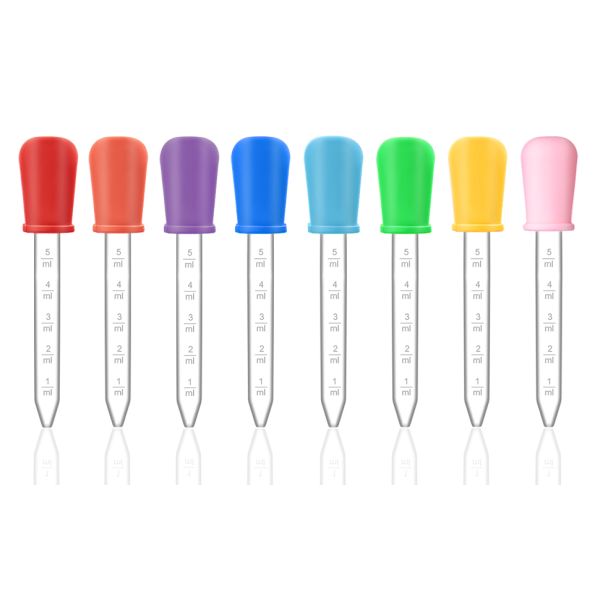 Pipettes Droppers Silicone 5ml Clear Medicine Eye Dropper For Kids With Bulb Tip & Brush For Candy Mold, Gummy