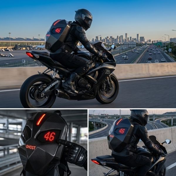 Cyberpunk Hardshell Smart LED Backpack with Dual Programmable Screens, App Control, Perfect for Commuting and Tech Enthusiasts - SKY RIDER