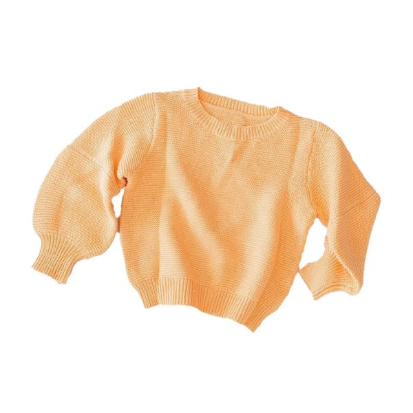 Relaxed Fit 2 PCS Knit Wear Puff Sleeves Sweater Drawstring Knit Shorts 100% Cotton Kids Wear