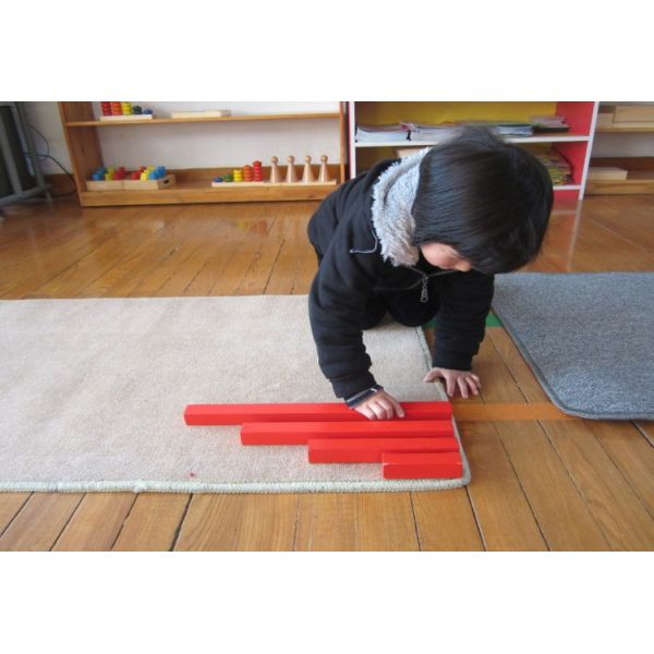 Wooden Educational Toys Montessori Sensorial Material Long Red Rods for kindergarten and perschool