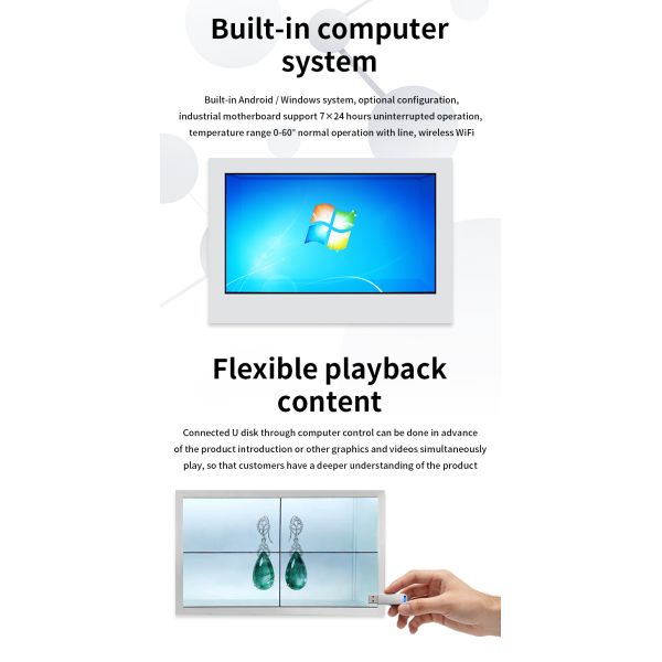 32" Transparent 3D Hologram Infrared Digital Poster Animation Elevator Museum Exhibitions Shopping Mall Airport Retail Store