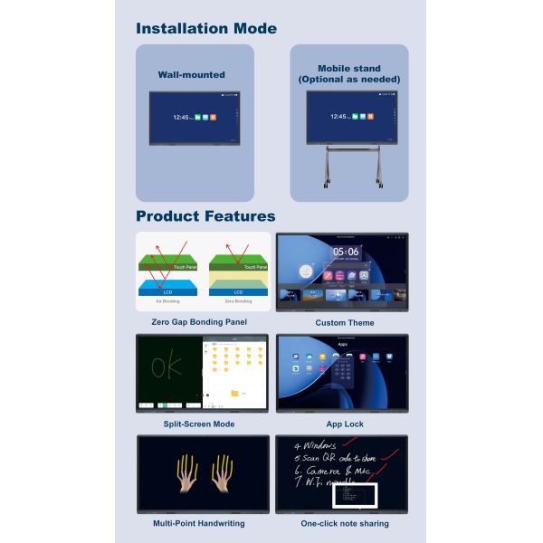 65 Inch Basic Interactive Whiteboard All in One Interactive Flat Panel
