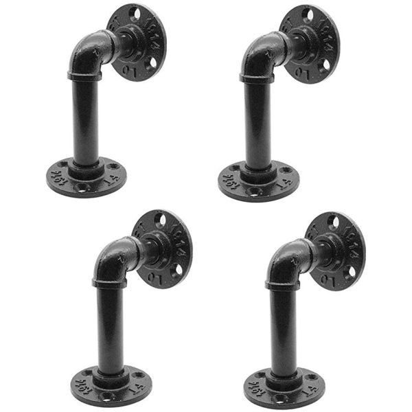 Nonstandard 5.1*3.5inch Rustic Wall Mounted DIY Pipe Shelf Brackets