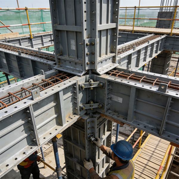 Construction Concrete Column Steel Formwork Custom Adjustable Reusable