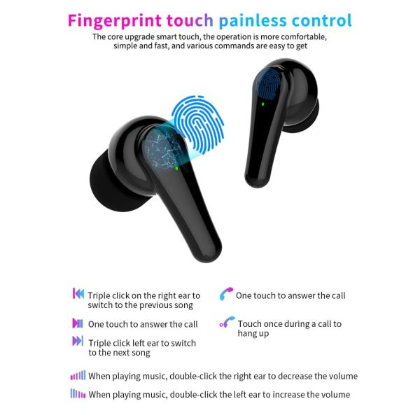 Jerry 6973 Wireless Stereo Earphones acoustic wireless earbuds with V5.0 Bluetooth