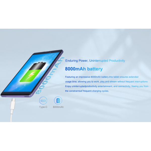 C idea portable 8 in Android Tablet PC 8GB RAM 512 GB Android 12 Tablet IPS HD Display Quad Core CM818-Purple