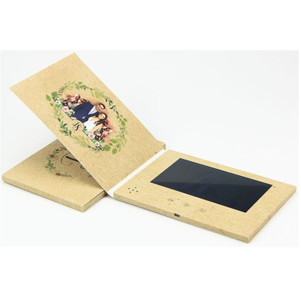 7 inch A5 size custom print video brochure card for wedding invitation, LCD wedding invitation brochure mailer