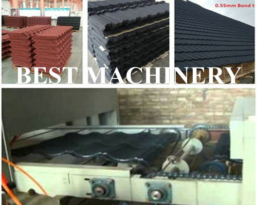 Colored Stone Chip Coated Roof Tile Roll Forming Machine Production Line