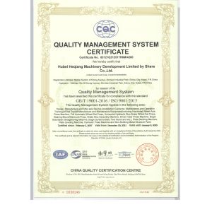 Hubei Heqiang Machinery Development Limited by Share Ltd Certifications