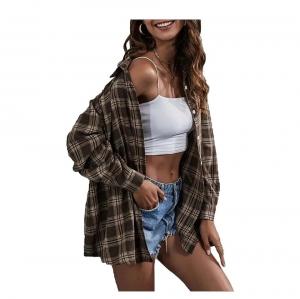 China                  Women′s Flannel Plaid Shirts Button Down Regular Fit Long Sleeve Casual Shirts Pure Cotton Oversized Blouse              on sale