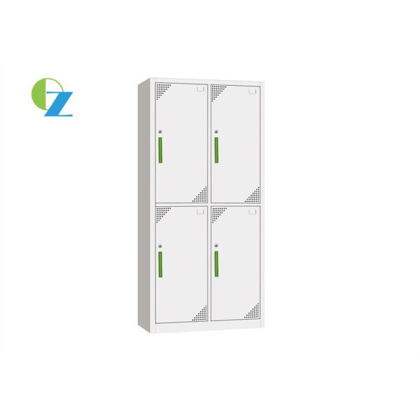 Four Doors Horizontal Steel Office Lockers With Green Handle
