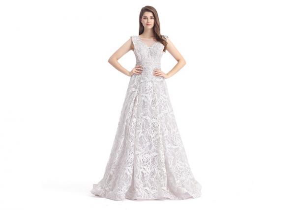 Quality Grace White Lace Embroidery Simple Elegant Wedding Dresses Sleeveless U - Neck for sale