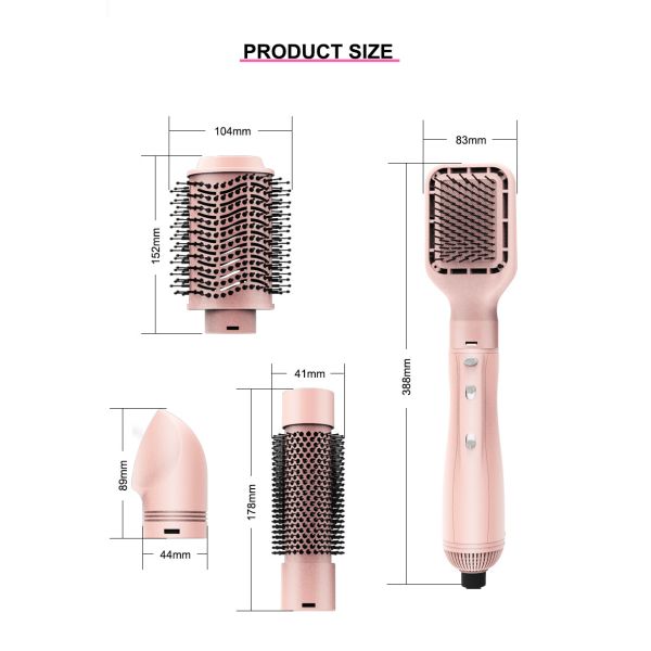 Interchangeable Electric Hair Brush Dryer 4 in 1 Multifunctional