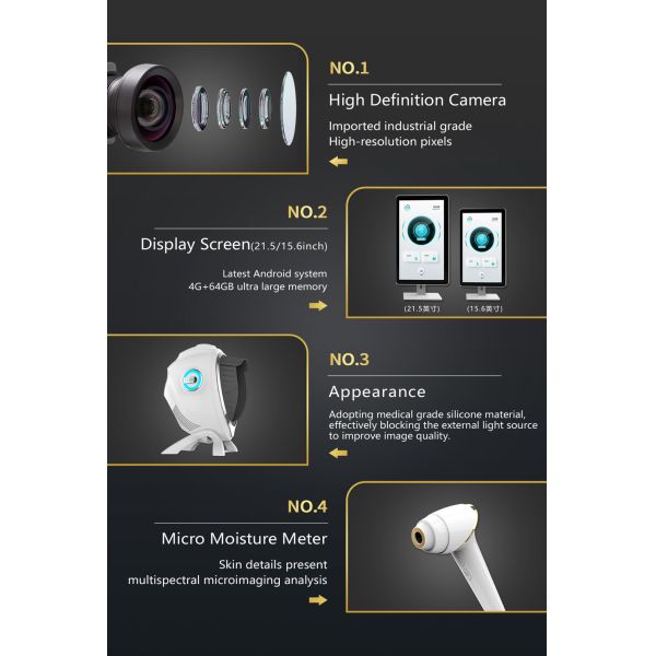3D AI LED Skin Analyzer for Face 20 Features Inspection EU/IT Compatible 21.5" Touchscreen Free Cloud Storage Data-Driven