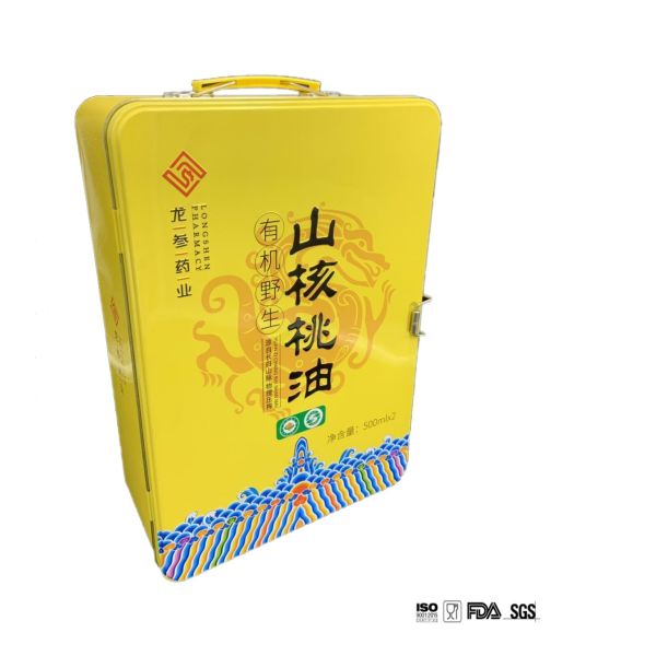 DADI 3L Rectangular Food Oil Can Empty Tin Metal Tin Can with Spout Lid Durable Tinplate