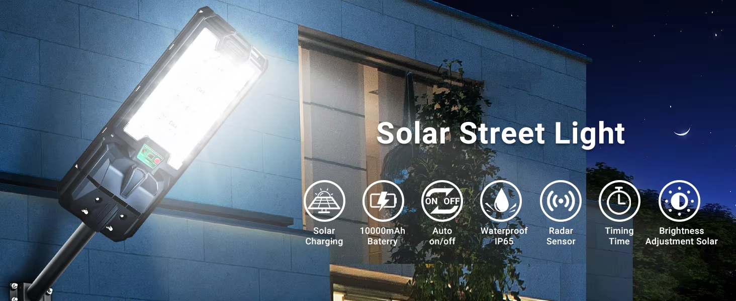 Outdoor Motion Sensor Wall Light Black Solar Powered Motion Lights IP65 With 140° Beam Angle