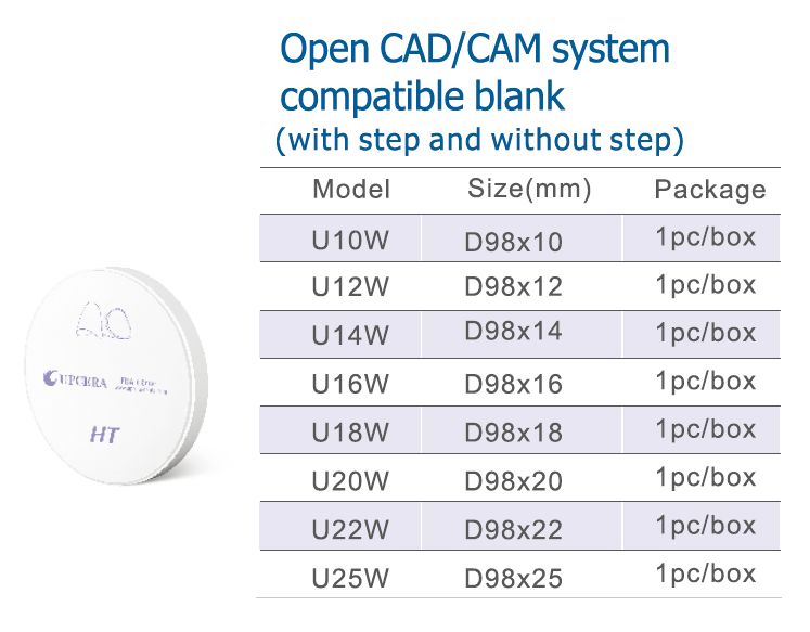 Open System Dental Zirconia Blank Translucent Blocks 14mm Thickness
