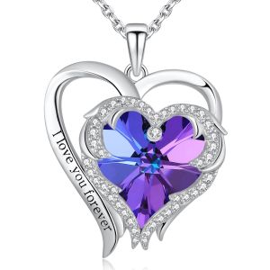Buy cheap Purple Sterling Silver Heart Pendant Necklace from wholesalers