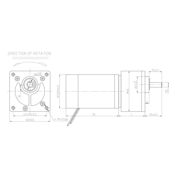 OEM ODM Square Cover 60W DC Spur Gear Motor 24 Volt 12V 50rpm