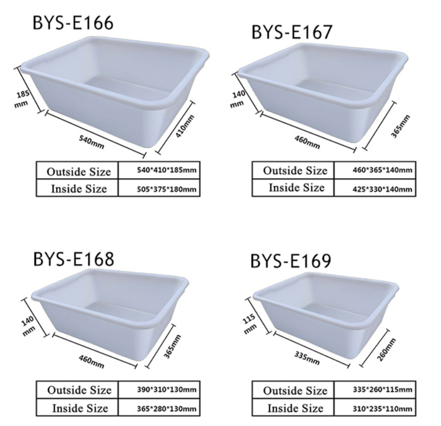 Plastic Rectangular White Supermarket Kitchen Ice Tray Food Square Basin Barbecue Storage Box