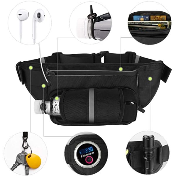 Polyester Waterproof Bum Jogging Belt Bag Running Belt With Bottle Holder