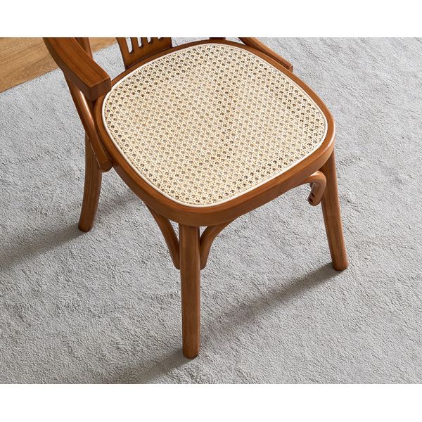 Modern Dining Chair Nature Rattan Coffee Chair Solid Wood Armrest Chairs