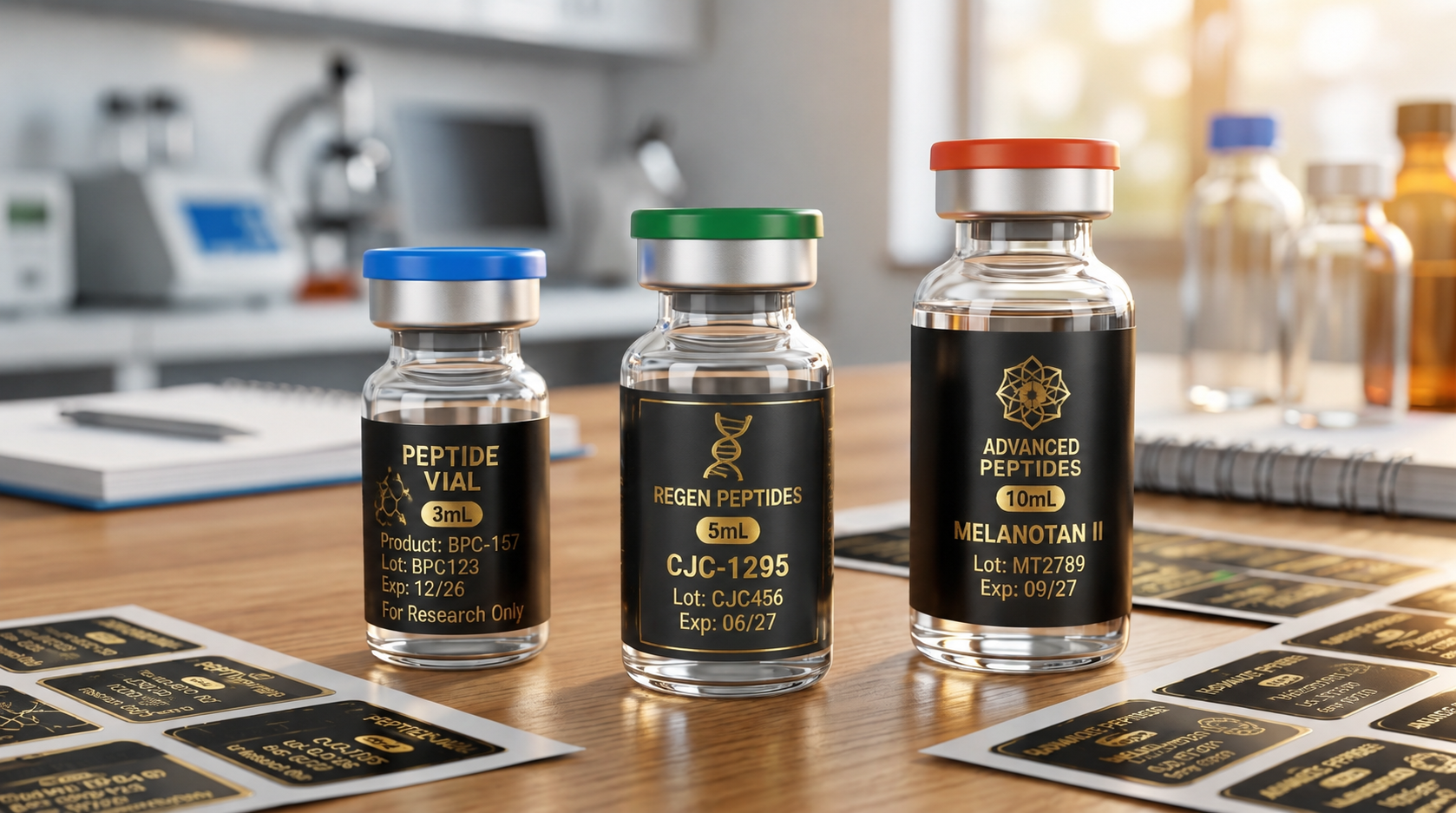 Factory Price Low MOQ Peptide Packaging Labels Laboratory Sample Identification Silver PET Holographic Film BOPP Bespoke