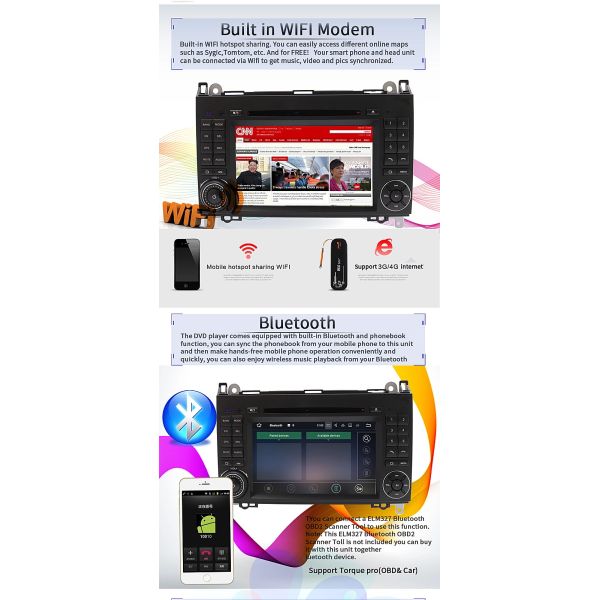 Android 8.0 Mercedes Benz DVD Player With Canbus Rear Camera AUX BT