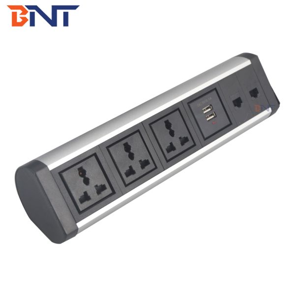 2020 Hottest smart office table mount clamp on table power outlets for office power solution