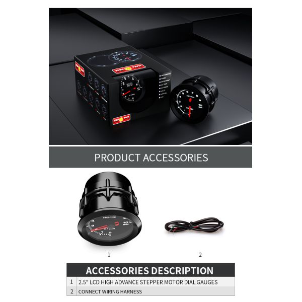 638 Sensor White Sinco Tech Dash Rpm Meter Digital Gauge