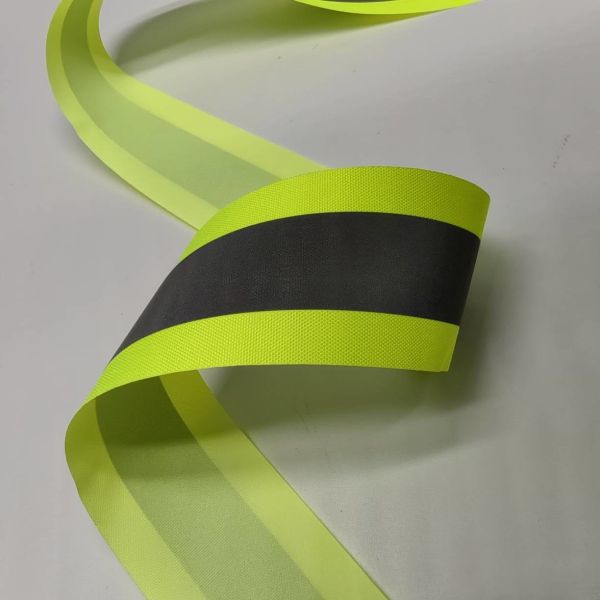 Highlight Yellow Reflective Webbing For Clothes Bags Sportswear Outwear Workwear