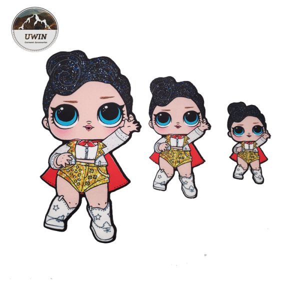 Various Design Doll Embroidered Badge Patch With Sequin / Weave Material