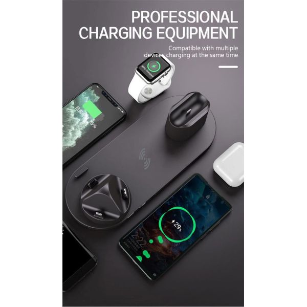 Rotating 6 In 1 Wireless Charging Station 5V 2A Multi Device Charger For Apple IPhone