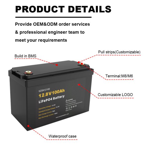 OEM ODM 12 Volt Deep Cycle Rechargeable Battery 100AH LiFePO4 Battery