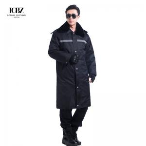 China Customized Logo Printing Black Winter Coat Security Uniform Set for Security Guards on sale
