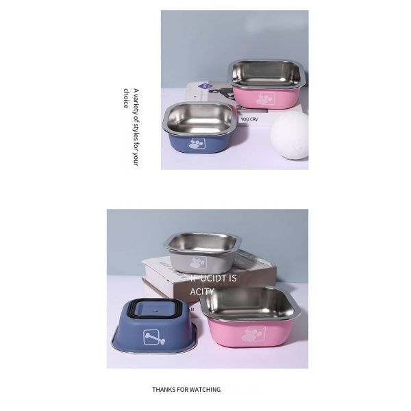 Pet Stainless Steel Dog Bowl Tableware Anti-Tip Double-Layer Stainless Steel Cat Drinking Bowl