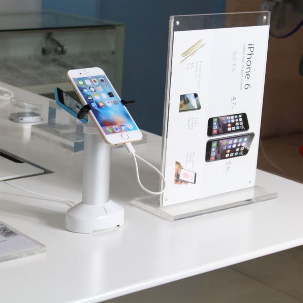 COMER mobile phone security gripper magnetic display easel with interior cable charging
