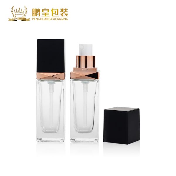 Custom Cosmetic Packaging 30ml Square Clear Frosted Empty Foundation Glass Bottle F143-Foundation Bottle