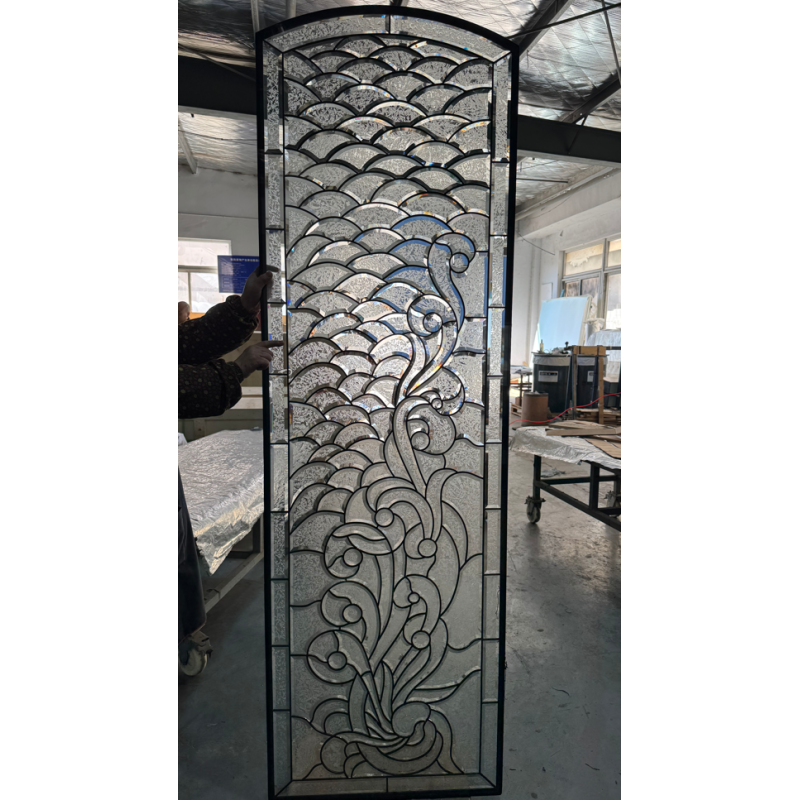 Handcrafted Decorative Entry Door Glass Panel With Intricate Design For Front Entry Doors