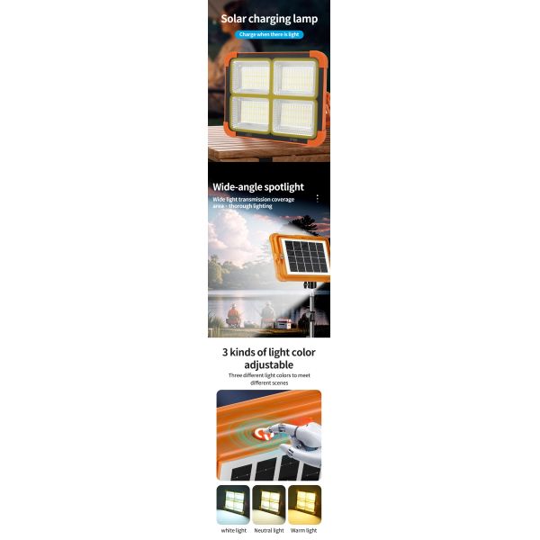 Camping Emergency Outdoor Solar LED Floodlight Compact Portable