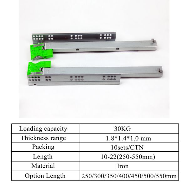 Hidden Full Extension Adjustable Drawer Slides 600mm With Knobs