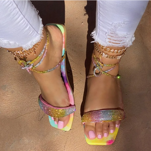 Open Toe Comfortable Stylish Flat Sandals Ladies With Rubber Sole