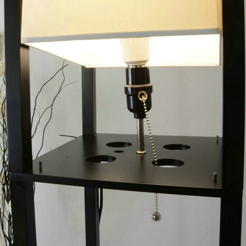 Modern LED Decorative Wooden Loft Floor Lamp Black White shelf floor lamp(WH-MFL-113)