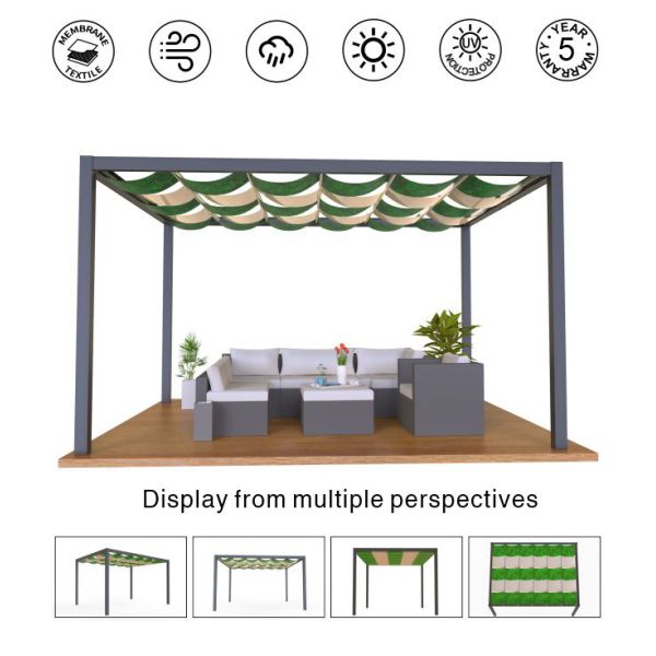 New anti-UV segmented wavy telescopic sunshade rain canopy sailcloth