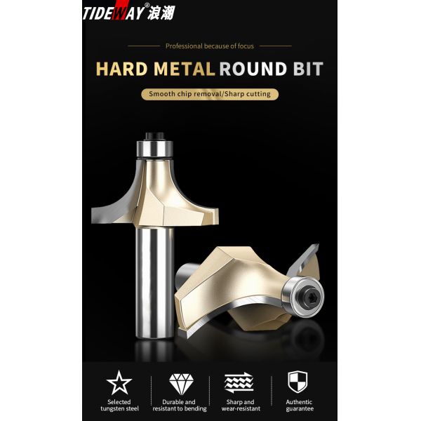 Tideway 1/4 1/2 Shank Cormer Ball Nose Round Carving Router Bit With Beraing Radius Core Tumgsten Steel Carbide Face Llil!
