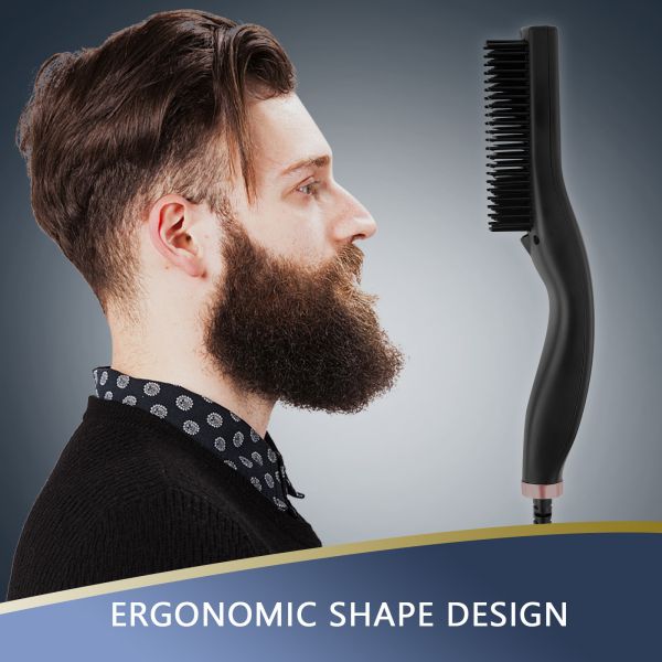 Black PTC Heating 4 Temperatures Ceramic Beard Brush