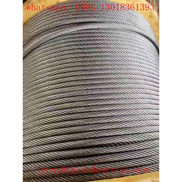 9x19S 16mm General Elevator Rope Diameter 8-22mm Non-Alloy 1570MPa/1770MPa Galvanized Steel Wire Ropes for Elevators